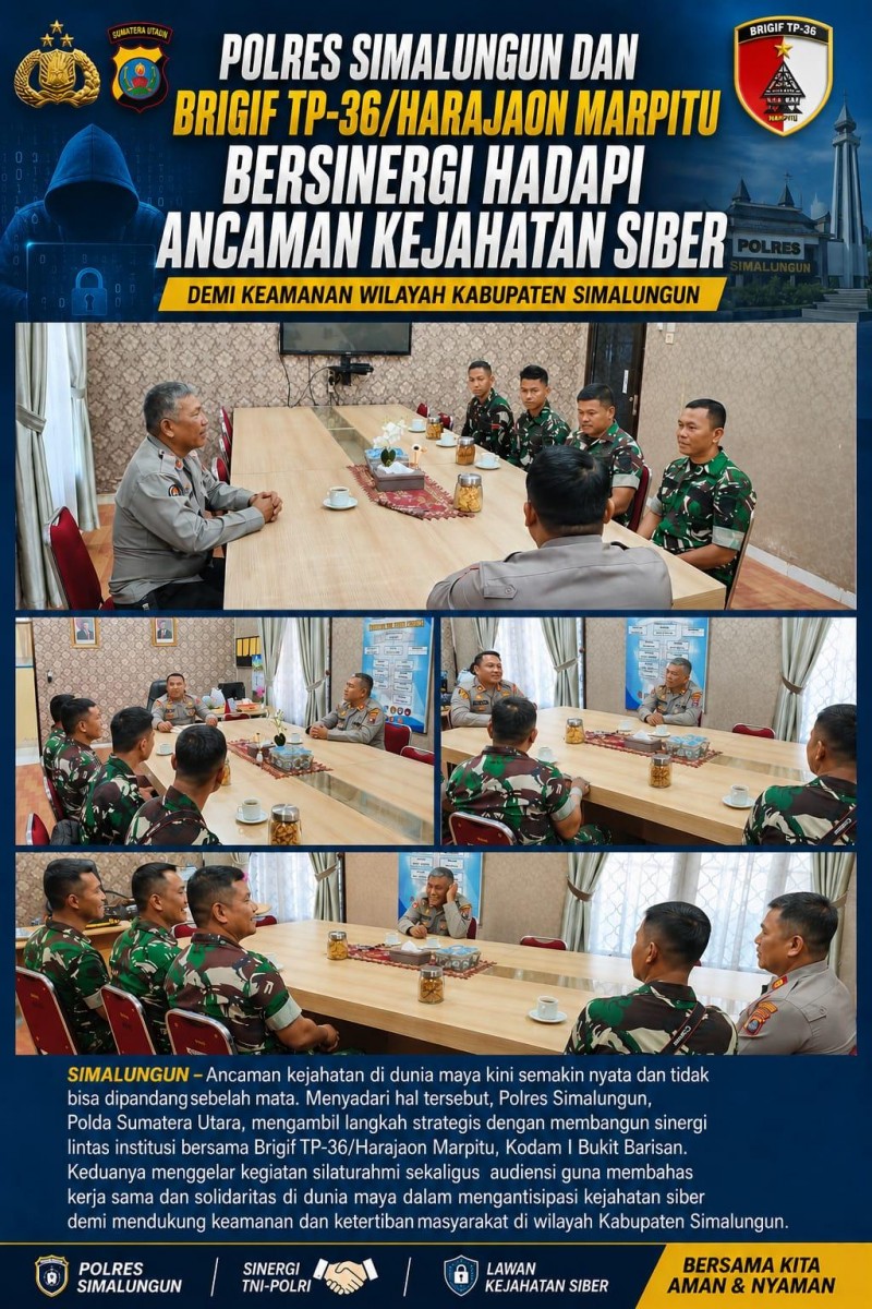 Polres Simalungun dan Brigif TP-36/Harajaon Marpitu Bersinergi Hadapi Ancaman Kejahatan Siber