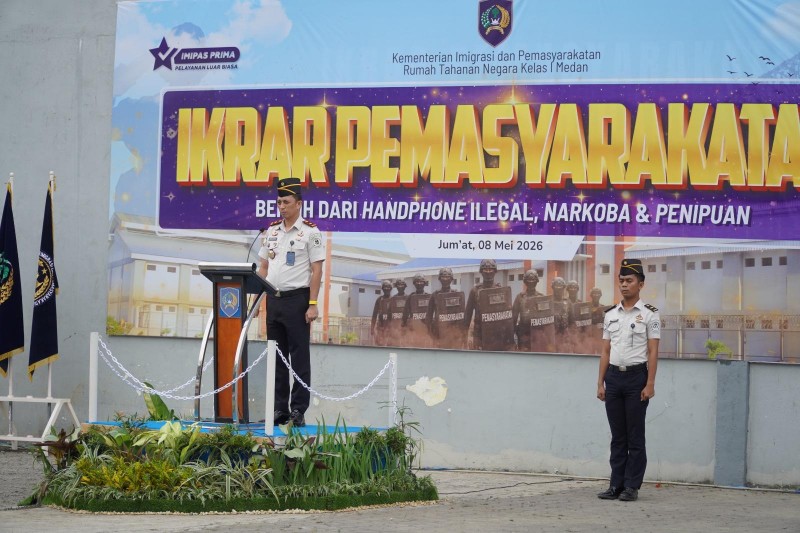 Rutan Kelas I Medan Gelar Apel Ikrar Bersama, Tegaskan Komitmen Bersih dari Handphone Ilegal, Narkoba dan Penipuan