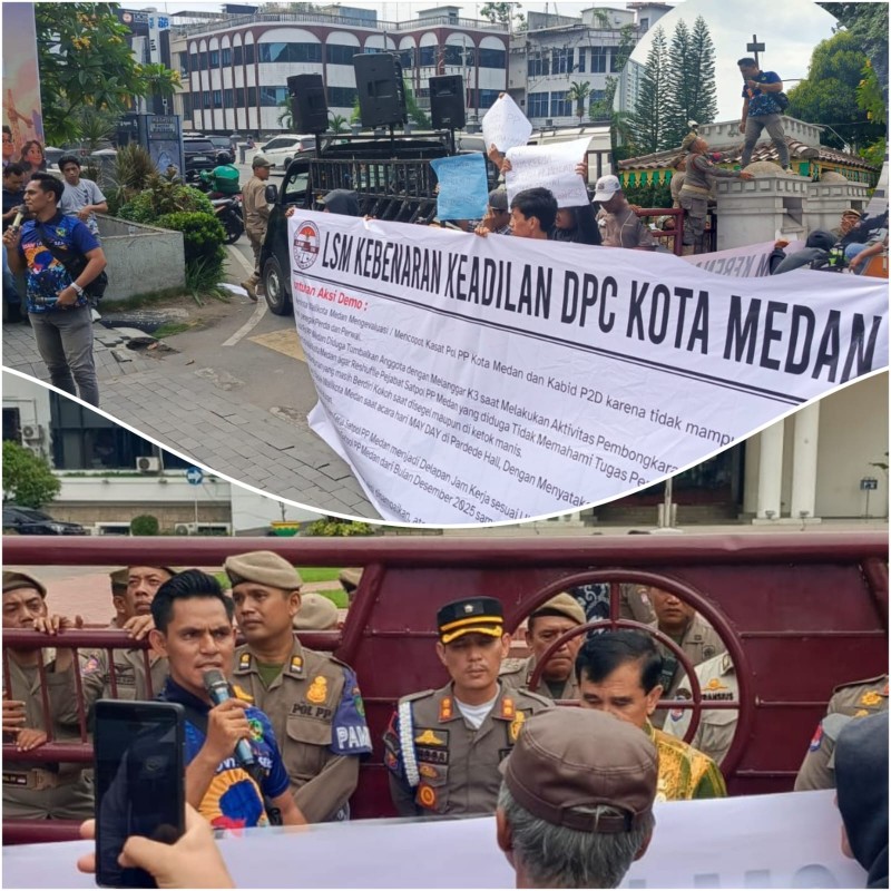 LSM Kebenaran Keadilan Gelar Aksi Damai di Kantor Walikota Medan, Sampaikan Tuntutan Evaluasi Satpol PP Kota Medan