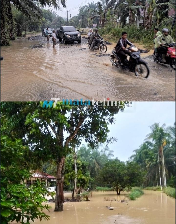 Hujan Semalam Beberapa Ruas Jalan Desa Di Buntu Pane Tergenang