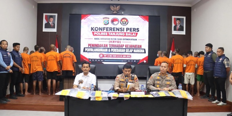 Polres Tanjungbalai Bekuk 19 Tersangka Jaringan Narkoba