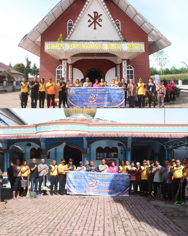 Sambut HUT Bhayangkara ke-80, Polres Simalungun Gelar Bakti Religi dan Bakti Sosial di Gereja dan Masjid