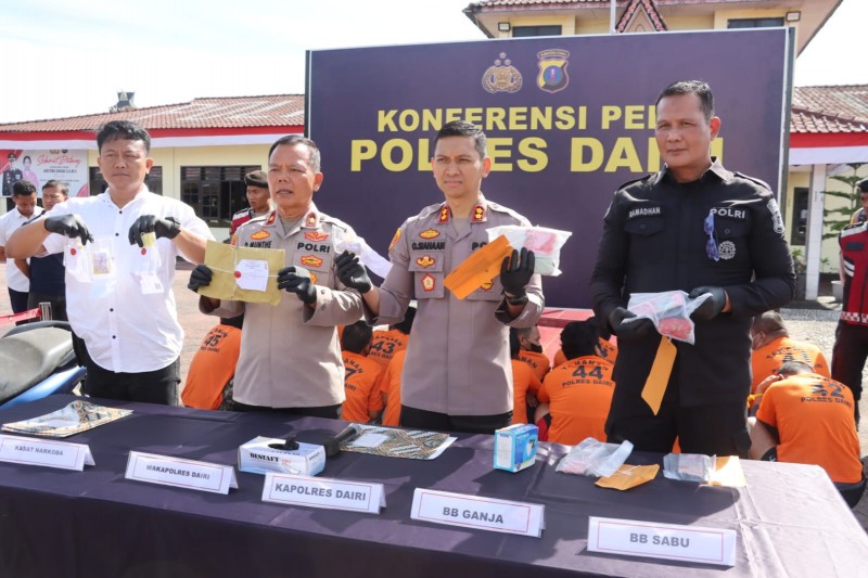 Polres Dairi Ringkus 38 Tersangka dari 29 Kasus Narkoba Periode April - Juni 2026