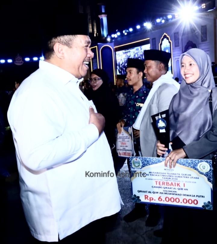 Penutupan MTQ Ke 40 Propinsi Sumut, Khafilah Kabupaten Asahan Raih Juara Umum V Dengan Membawa 24 Piala