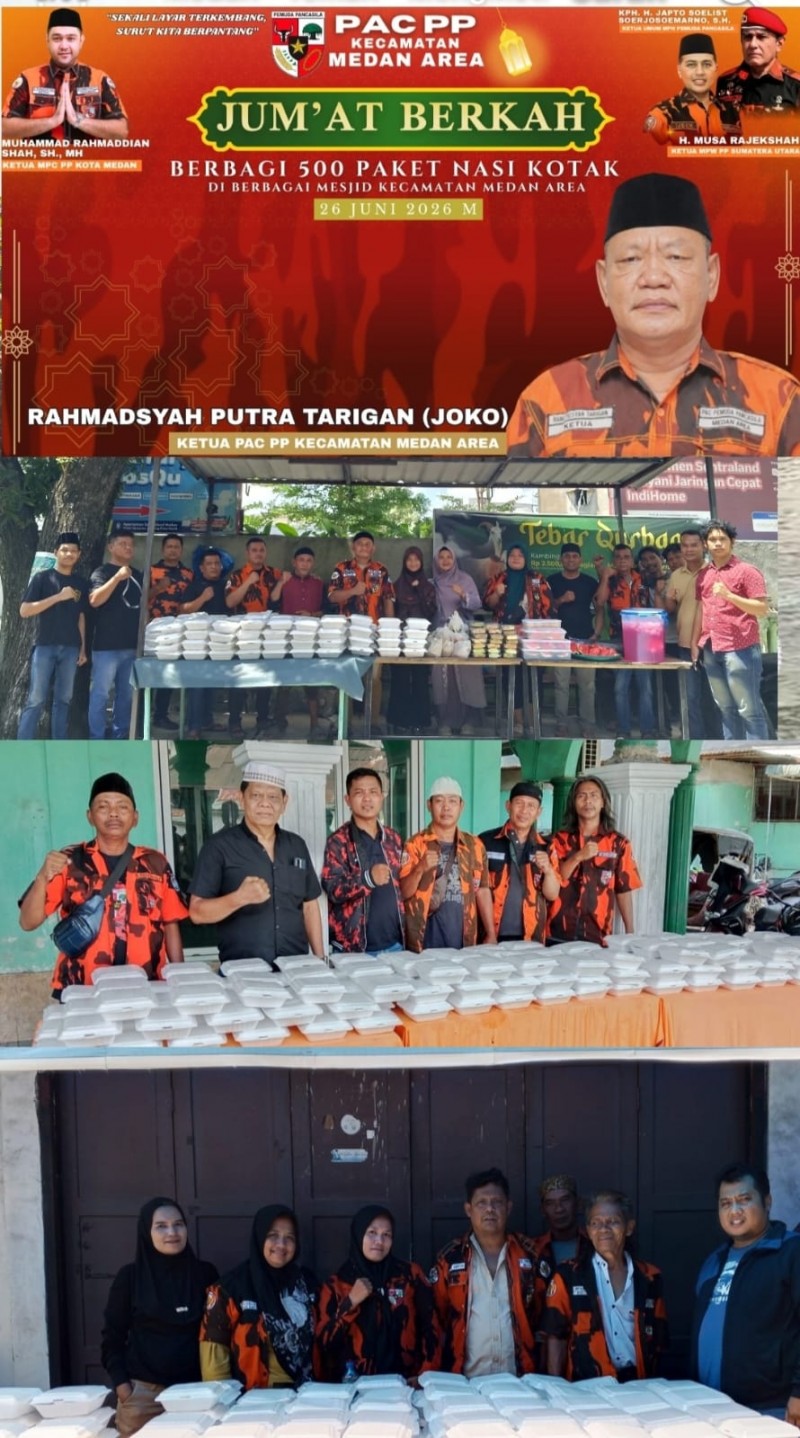 PAC Pemuda Pancasila Medan Area, Gelar Jumat Berkah, Bagikan 500 Paket Di Tiga Kelurahan
