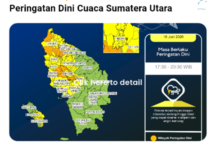 BMKG : Sepekan Kedepan Cuaca di Sumatera Utara Dipengaruhi Sirkulasi Siklonik di Samudera Hindia