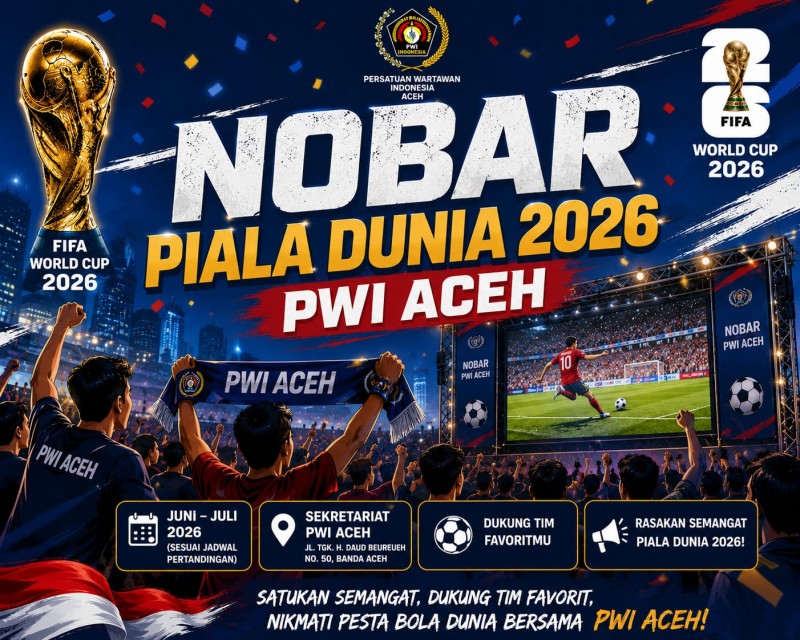PWI Aceh Semarakkan Piala Dunia 2026, &lsquo;Sulap&rsquo; Basement Kantor Jadi Tempat Nobar