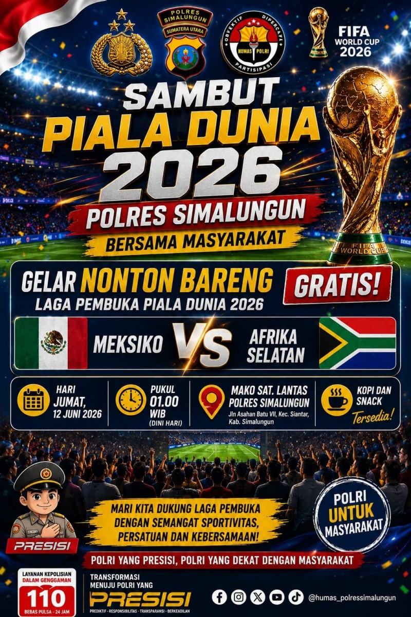 Sambut Piala Dunia 2026, Laga Pembuka Meksiko Vs Afrika Selatan, Ini Dilakukan Polres Simalungun