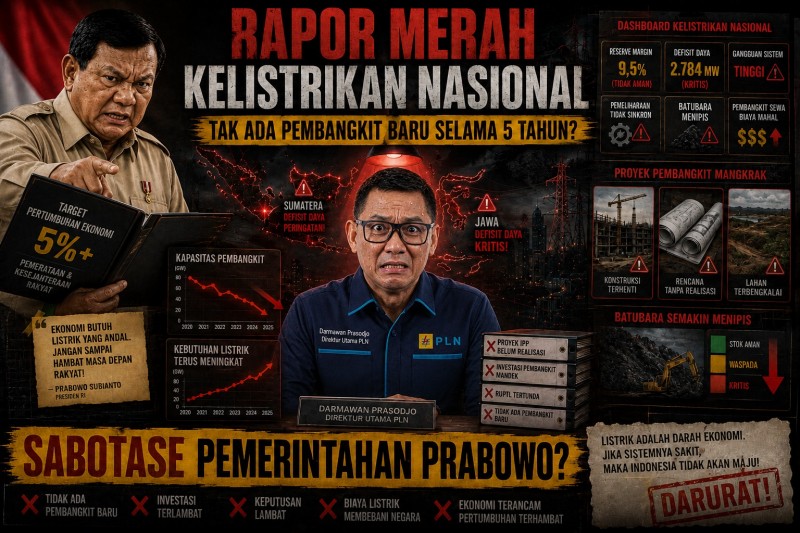 Tak Ada Pembangkit Baru Yang Dibangun Selama 5 Tahun Darmo Jadi Dirut PLN, Sabotase Pemerintahan Prabowo