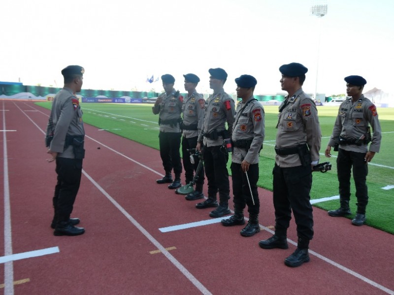 Jelang Laga Filipina Vs Australia, Gegana Brimob Polda Sumut Sterilisasi Stadion Madya