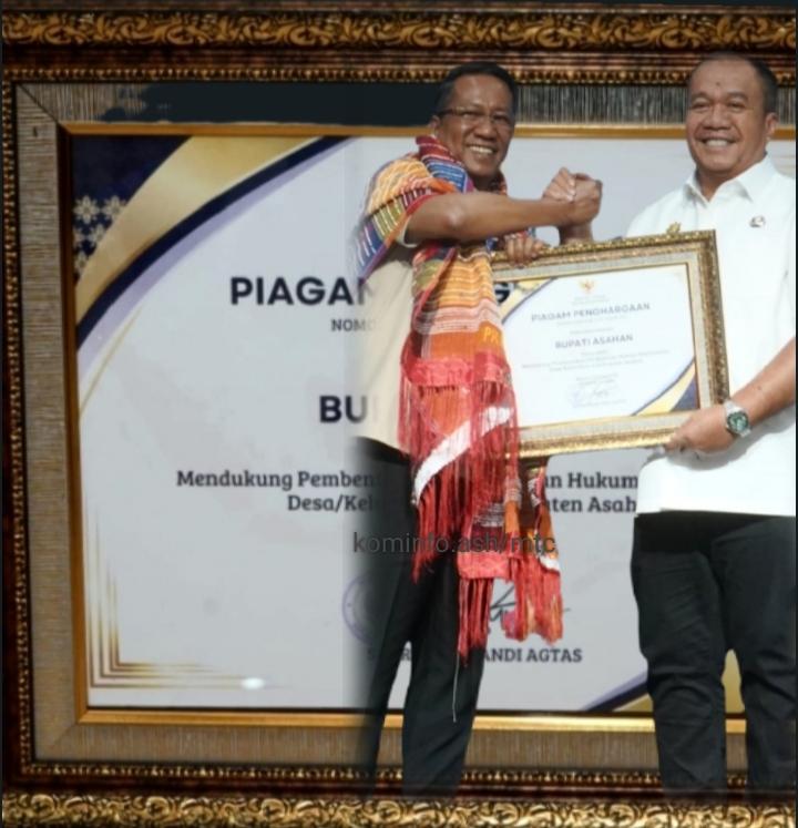 Bupati Asahan Mendapat Penghargaan Dari Menteri Hukum RI