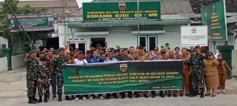 Dandim 0201/Medan Instruksikan Reboisasi Serentak, Koramil 09/MB Gelar Penanaman Bibit Pohon Buah Batang Keras