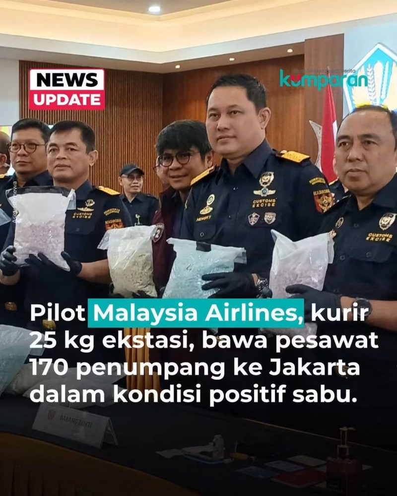 Pilot Malaysia Airlines Selundupkan 25,1 Kg Sabu ke Jakarta