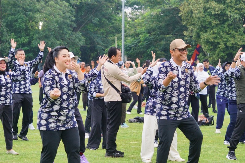 Taman Cadika Jadi Saksi Kekompakan 98 Wali Kota Se-Indonesia Senam Pagi Bersama
