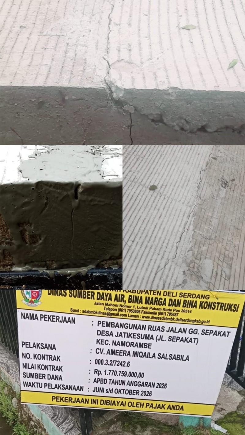 Proyek Pengecoran Jalan Di Duga Amburadul di Kecamatan Namorambe, Pemkab Di Minta Turun Tangan .