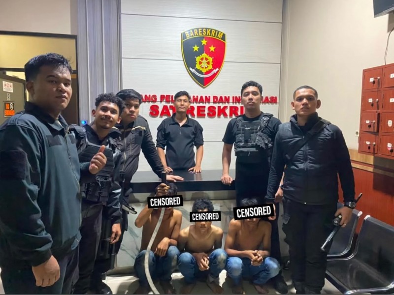Team Macan Polres Pelabuhan Belawan Amankan Tiga Anggota Geng Motor di Marelan Pasar 9