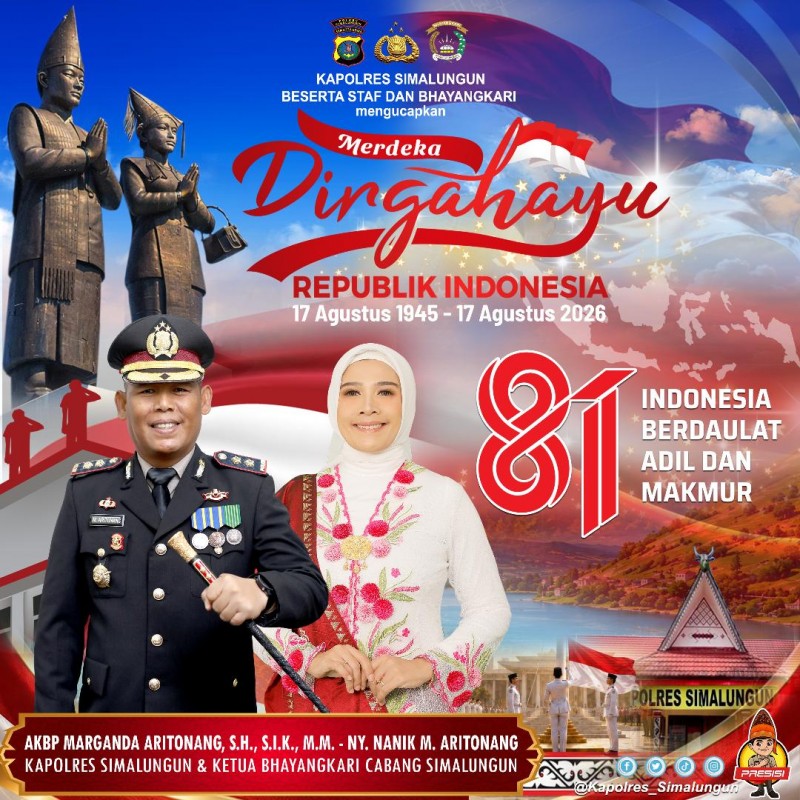 Mendekati Hari Kemerdekaan Kapolres Simalungun Beserta Staf dan Bhayangkari Sampaikan Ucapan Dirgahayu RI ke-81