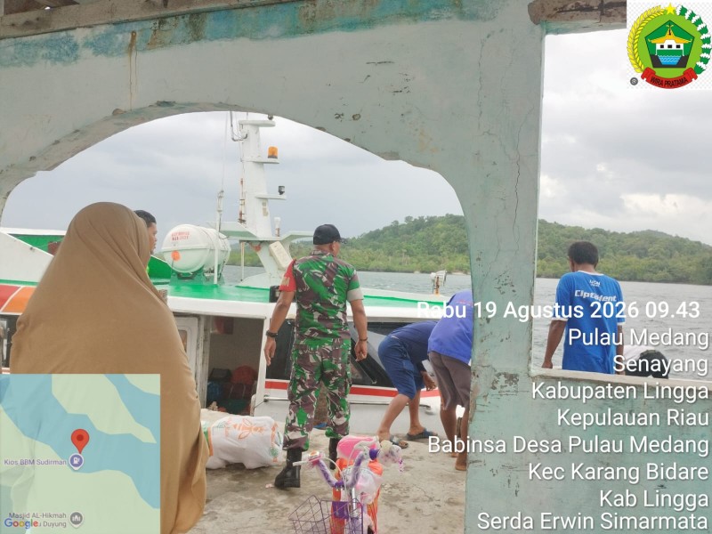 Ciptakan Pelayaran Aman, Babinsa Koramil 06/Senayang Perkuat Pengamanan Pelabuhan Desa