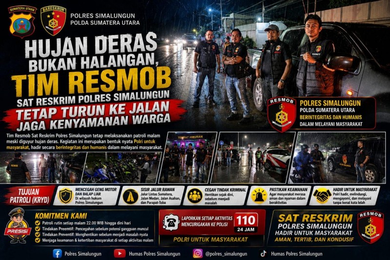 Kanit Resmob Sat Reskrim Polres Simalungun Tegaskan Komitmen Patroli Malam Demi Rasa Aman Warga