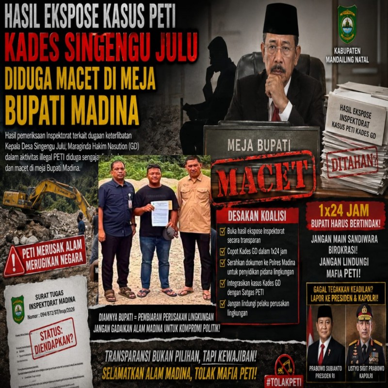 Hasil Ekspose Kasus PETI Kades Singengu Julu Diduga Macet di Meja Bupati Madina