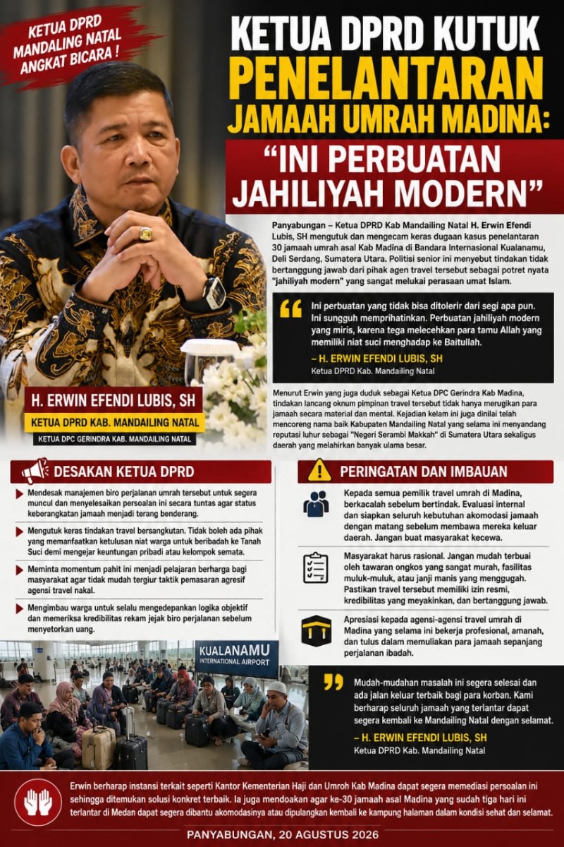 Ketua DPRD Kutuk Penelantaran Jamaah Umrah Madina: "Ini Perbuatan Jahiliyah Modern"