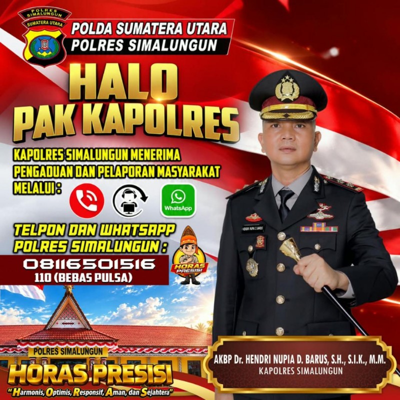 Kapolres Simalungun Buka Layanan "Hallo Kapolres", Warga Bisa Adukan Masalah Langsung via WhatsApp