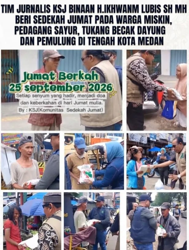 Sedekah Jumat KSJ Binaan H. Ikhwan Lubis Sasar Duafa Jalanan di Aksara dan Sukaramai Medan
