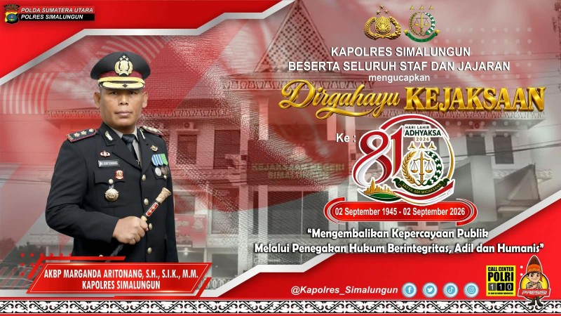 Kapolres Simalungun Ajak Perkuat Sinergi Polri-Kejaksaan di Hari Kejaksaan RI