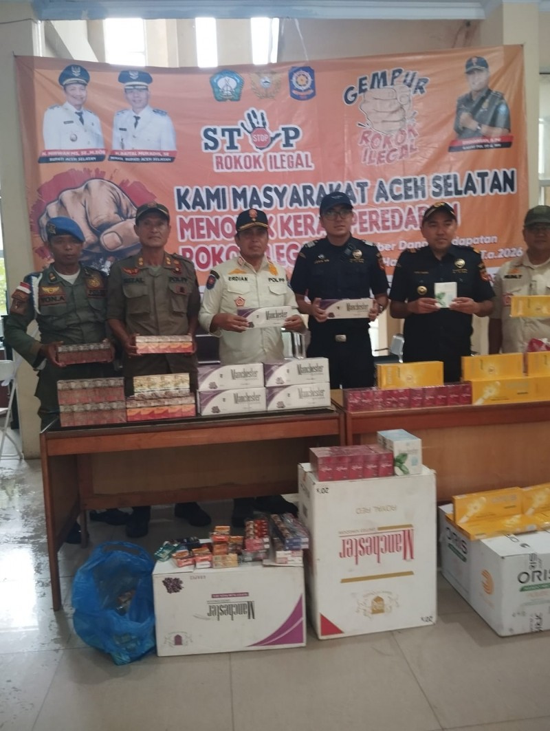 Satpol PP dan WH dan Bea Cukai Bongkar Peredaran Rokok Ilegal di Aceh Selatan