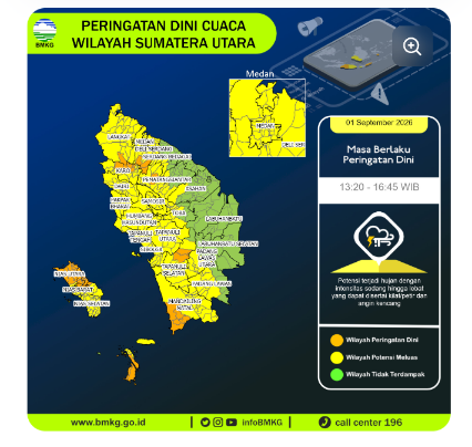 BBMKG Wilayah I : Berdasarkan Citra Satelit Terpantau 33 Titik Panas Di Wilayah Sumatera Utara