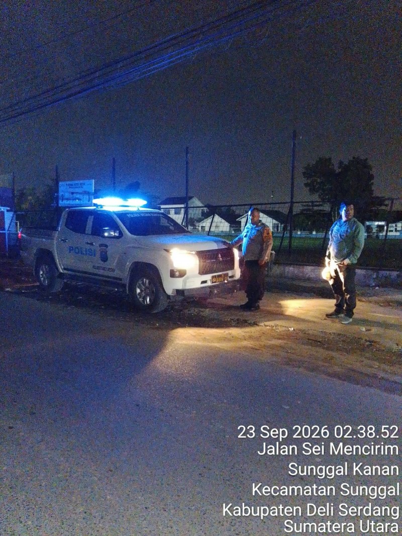 Ops Cipkon KRYD, Pawas Polsek Sunggal Pimpin Patroli Titik Rawan Kamtibmas