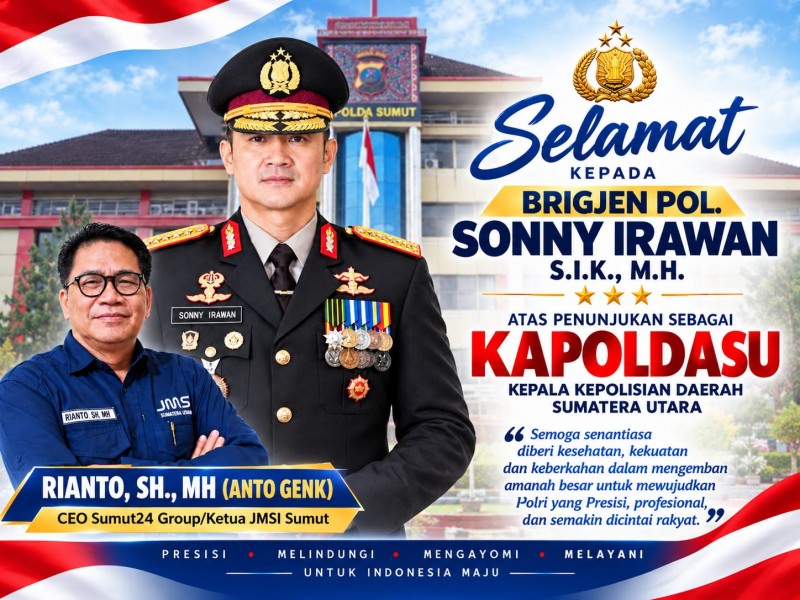Rianto Ucapkan Selamat kepada Sonny Irawan sebagai Kapolda Sumut