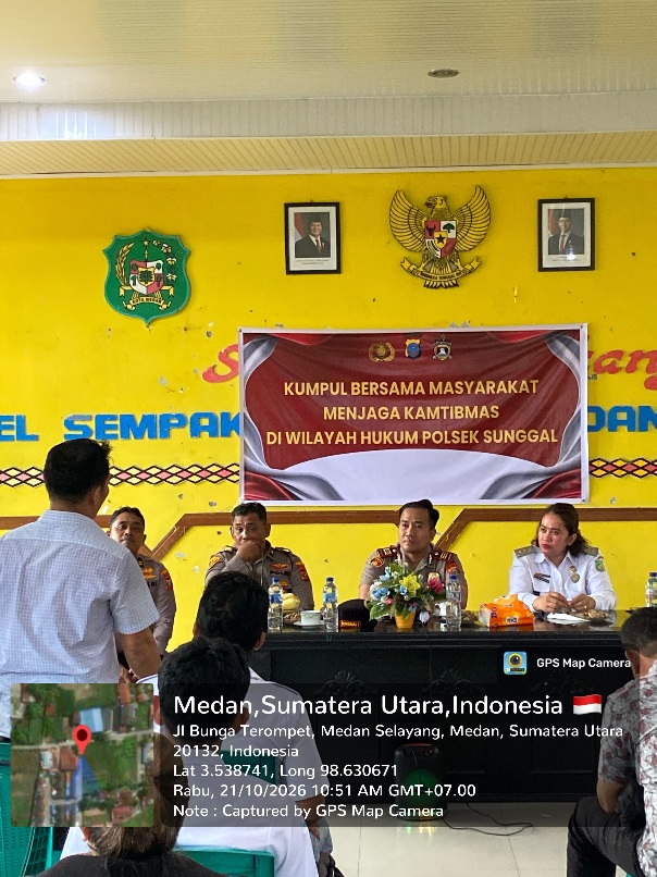 Kapolsek Sunggal Kumpul Bersama Masyarakat Medan Selayang, Ada Gangguan Kamtibmas Segera Hubungi Call Center Polri 110