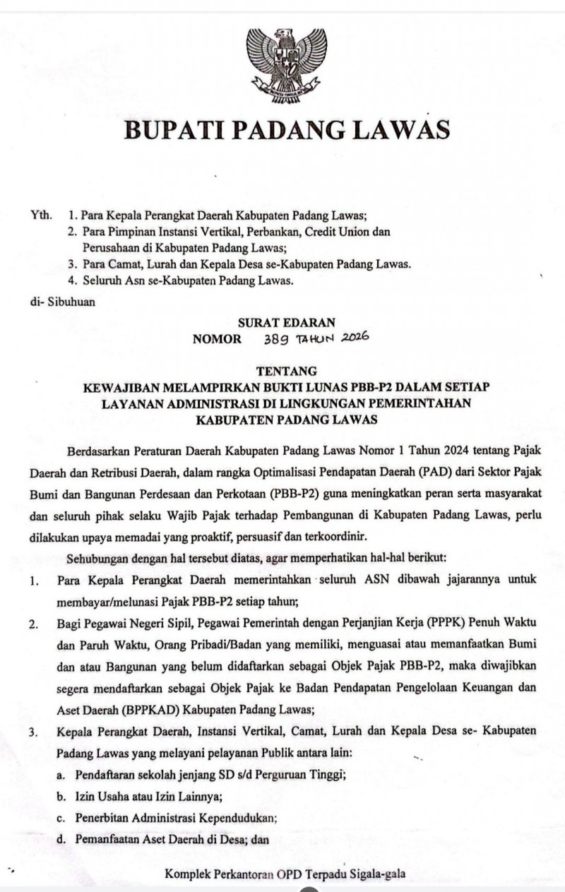 SE Bupati Palas Alat Tidak Bayar Siltap Perangkat Desa 6 Bulan ?