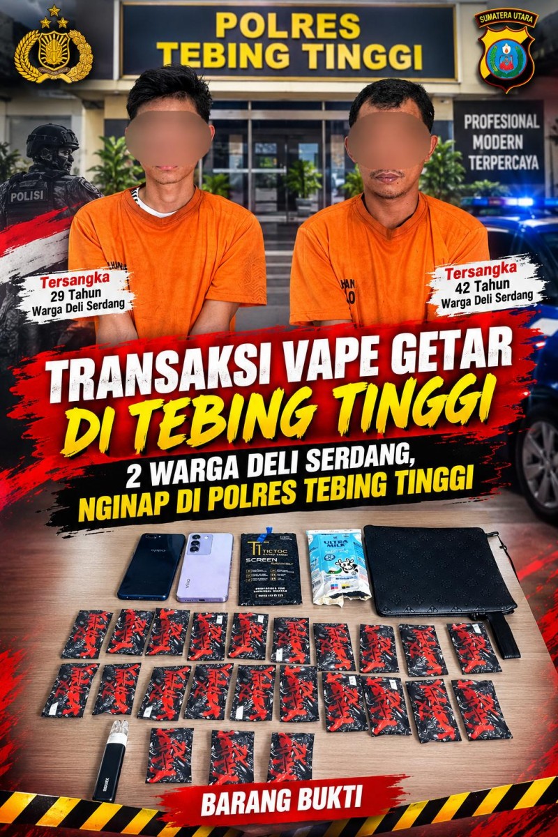 Dua Pengedar Vape Getar Gol di Polres T.Tinggi