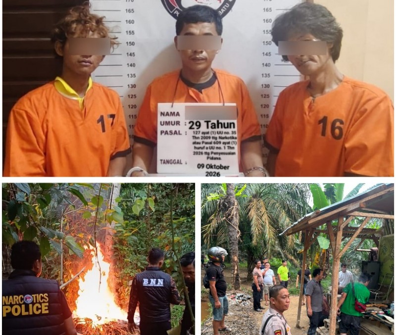 Sat Res Narkoba Polres Labuhanbatu Bersama BNNK Labura Gerebek Sarang Narkoba, Tiga Pria Diamankan