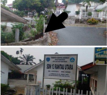 Pagar Pondasi Rusak Mengancam Keselamatan Jiwa Anak  SD Negeri 13  Rantau Utara