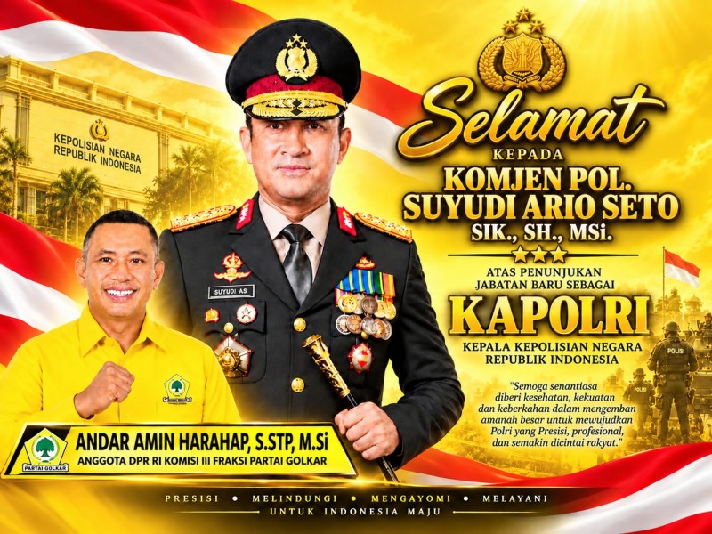 Andar Amin Harahap Ucapkan Selamat kepada Suyudi Ario Seto, Berharap Polri Makin Profesional dan Dekat dengan Rakyat