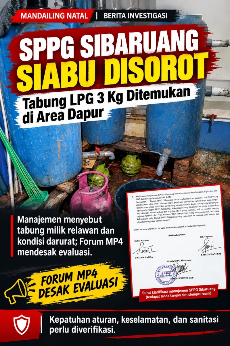 Dugaan Pelanggaran Fatal Penggunaan Gas "Melon" di SPPG Sibaruang Siabu Mencuat, Manajemen Sebut &lsquo;Force Majeure&rsquo;